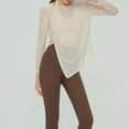thumbnail image 5 of Qzwdhjm Mesh Swimsuit Coverup for Women Sheer Boat Neck Beach Cover Up Shirts Long Sleeve Asymmetrical Hem Bathing Suits Coverups for Summer Vacation, 5 of 8