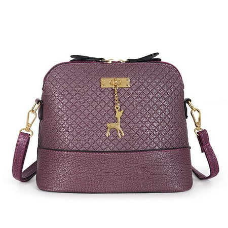 

QWZNDZGR PU Leather Women Shoulder Bag Female Deer Toy Pendant Handbags Girl Small Crossbody Bag Fashion Shell Shape Messenger Bag Bolsos
