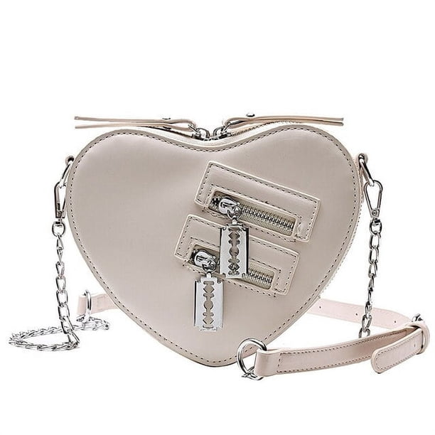 LHSHID Gothic Heart Blade Zipper Chain Crossbody Bags for Women Girl Casual Shoulder Purses and Handbags Techwear Summer Wallet Goth