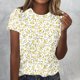 thumbnail image 1 of Fiudx Ofertas Flash Artículos En Oferta Blusas de Cuello Redondo para Mujer Camisetas de Manga Corta Top Estampado, 1 of 4