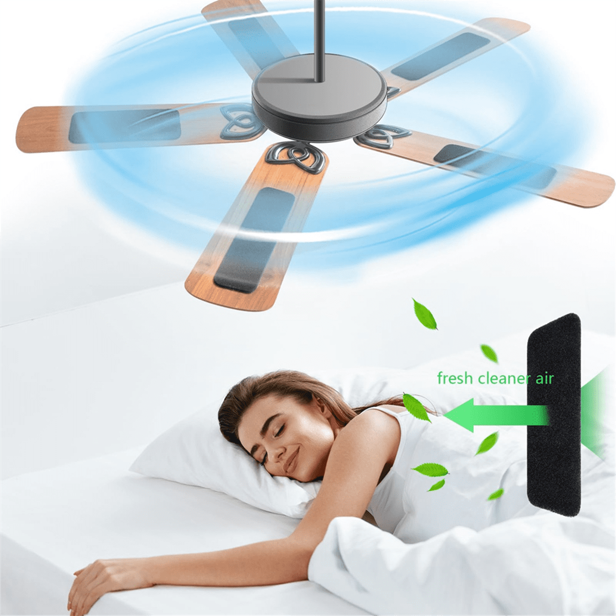 20 Pcs Ceiling Fan Blade Filters Pads Coconut Carbon Filter
