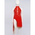 thumbnail image 4 of TSSOE Figure Ice Skating Dress for Kids Girls Gymnastic Ballet Skirted Leotard Modern Lyrical Performance Clothes Red 6, 4 of 7