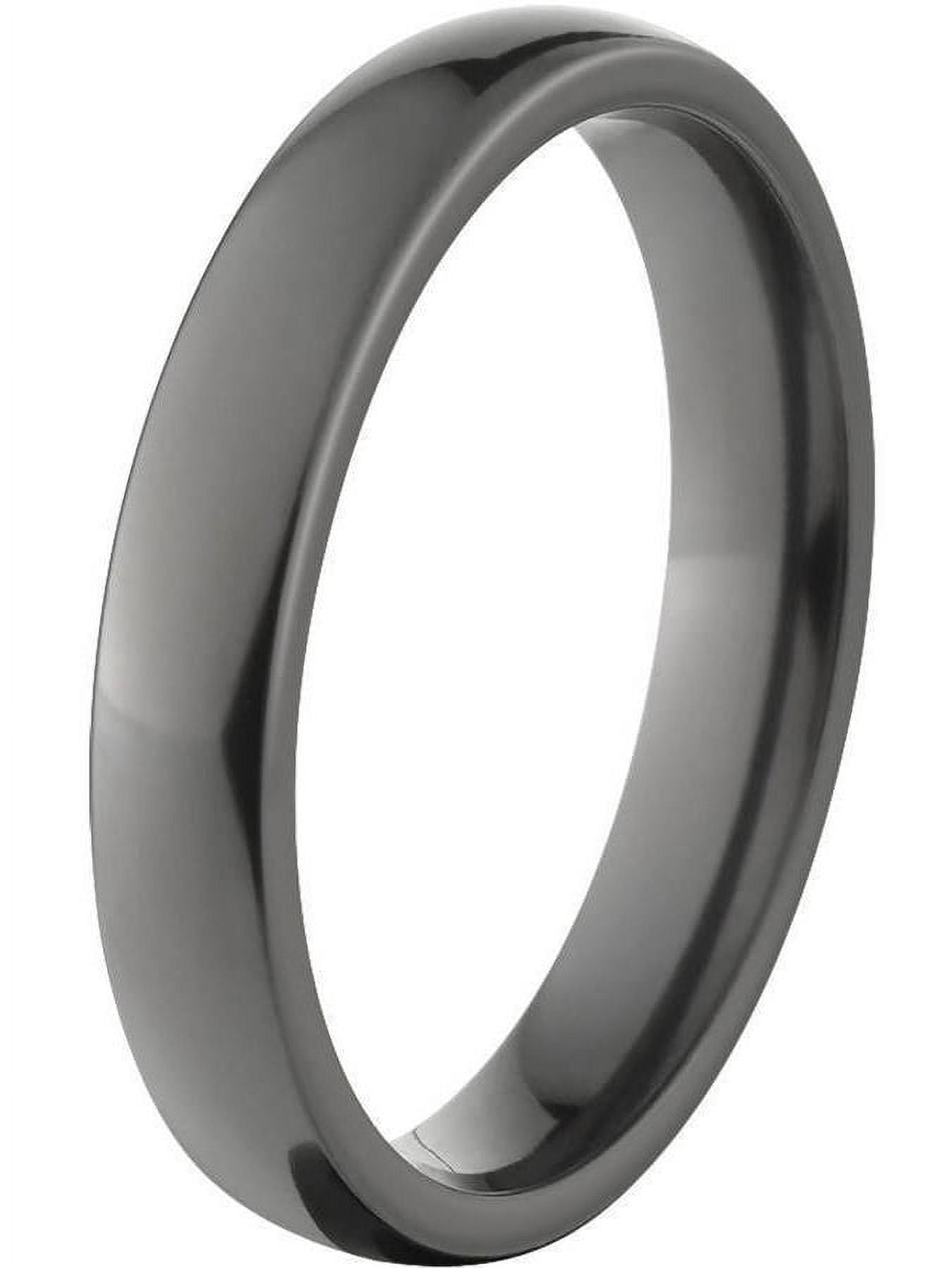 4mm Half-Round Black Zirconium Ring with a Polished Finish
