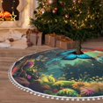 thumbnail image 6 of Rocae Enchanted Forest Butterfly A for Christmas Tree Skirt with Pom Pom Trim for Holiday Party for Holiday Home Decor Indoor Outdoor-36", 6 of 7