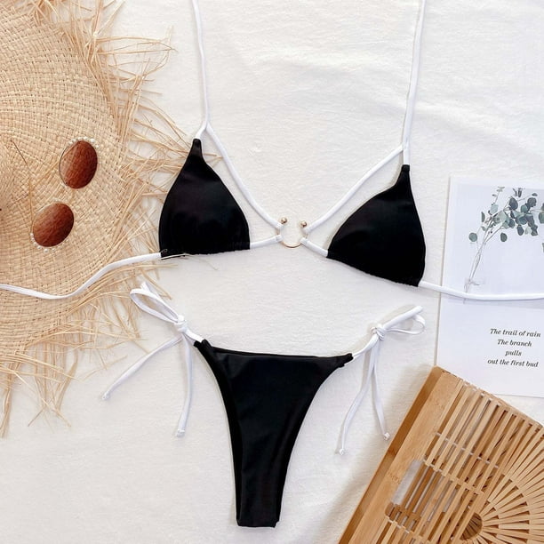 CEHVOM Women's Bikini Solid Set Swimsuit Two Piece Filled Bra