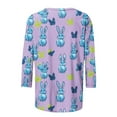 thumbnail image 4 of Jinhomg Fashion Easter Shirts for Women Cute Bunny Rabbit Graphic Holiday Blouses Casual 3/4 Sleeve Crew Neck Tunic Tops Easter Day Celebration T-Shirts Winter Saving Purple L, 4 of 6