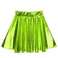 thumbnail image 6 of Haitryli Women Shiny Metallic Skater Flared Skirts Holographic High Waist Pleated Skirts Dancewear Green L, 6 of 7