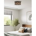 thumbnail image 7 of Kira Home Carlson 3-Light Modern Flush Mount, Walnut Wood and Black Finish, 7 of 7