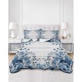 thumbnail image 2 of Full Size Quilt Bedding Set, Blue Eucalyptus Leaves Reversible Summer Quilt 3 Pieces, Rustic Botanical Vines Wooden Grain Lightweight Bedspreads Coverlets with 2 Pillow Shams for All Seasons, 2 of 5