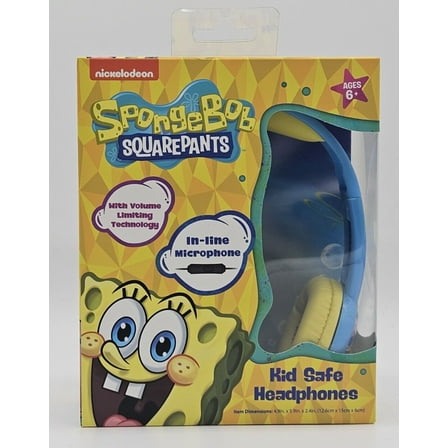 SpongeBob SquarePants Kid-Safe Volume Limiting Headphones with Microphone - Age 6 