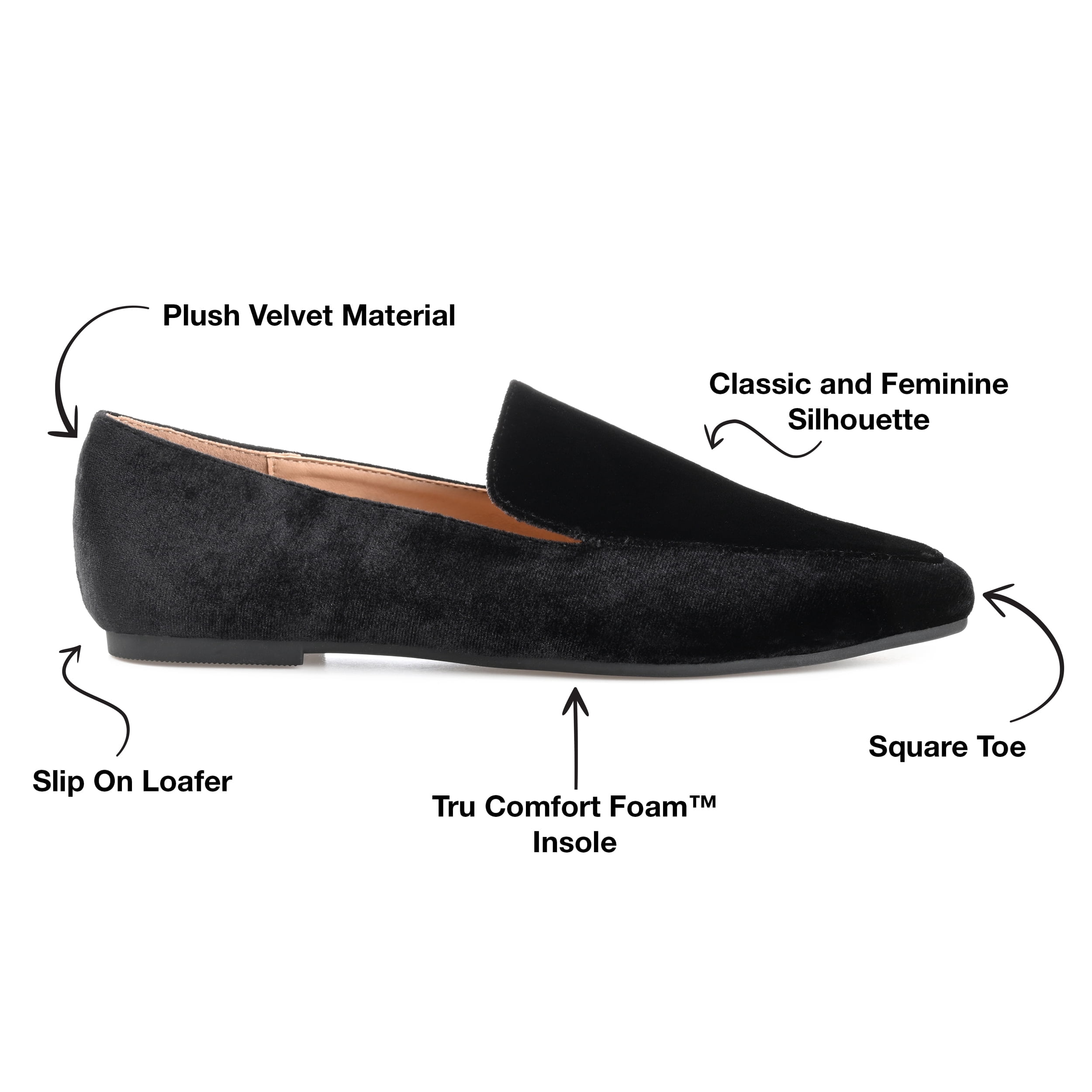 Journee Womens Silas Slip On Square Toe Loafer Dress Flats