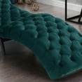 thumbnail image 3 of Noble House Wade Indoor Velvet Button Tufted Chaise Lounge, Teal, Dark Brown, 3 of 6