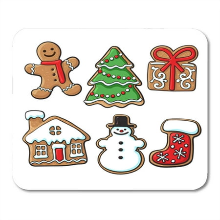 LADDKE Glazed Homemade Christmas Gingerbread Cookies Sketch Gingerman Boot Mousepad Mouse Pad Mouse Mat 9x10