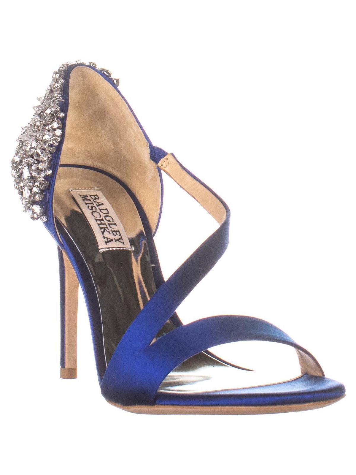 Womens Badgley Mischka Pauline Peep Toe Heels Royal Satin 6.5 US