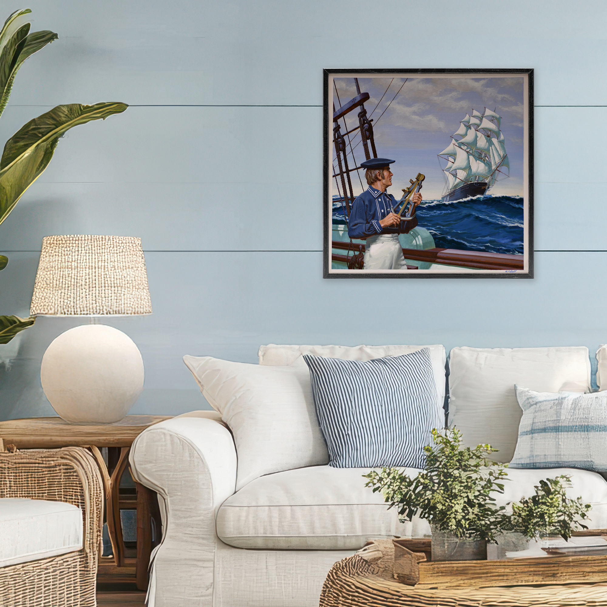 Flying Cloud Sailing Ship Black Framed Giclee Art, design by Wind River Studios