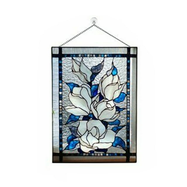 MOQIN Sunflower Stained Glass Window Hangings, Butterfly Stained Glass Window Hangings, 6 in x 8 in H Suncatcher Panel Windows Wall Decor with Metal Frame & Chain