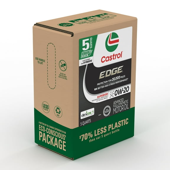 Castrol EDGE 0W-20 Advanced Full Synthetic Motor Oil, 5 Quarts Eco Pack
