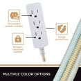 thumbnail image 2 of Cordinate 10ft. 3-Outlet Surge Protector, Tan/White, 10ft. Braided – 37916, 2 of 10