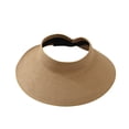 thumbnail image 2 of Women's Sun Visor Hats Wide Brim Straw Beach Hat Ponytail Hats for Women Foldable Floppy Brown One Size, 2 of 7