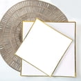 thumbnail image 6 of Efavormart 10 Pack | 8" White / Gold Concave Square Hard Plastic Dessert Plates, Disposable Salad Appetizer Party Plates, 6 of 11