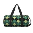thumbnail image 2 of Gaeub Green Squares Lightweight Travel Cylinder Bag Gym Tote Bag Sports Training Duffle Bag with Pockets and Straps, 2 of 8