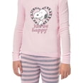 thumbnail image 3 of Peanuts Girls' Pink Snoopy Just Be Happy Sleep Pajama Set For Kids, 3 of 6