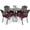 Dark Bronze/Chili Red, variant on MEETWARM 5 Piece Patio Dining Set, Outdoor All-Weather Cast Aluminum Dining Table Set, Patio Furniture Set for Backyard Garden Deck, Include 4 Chairs and a 35.4" Round Table with Umbrella Hole