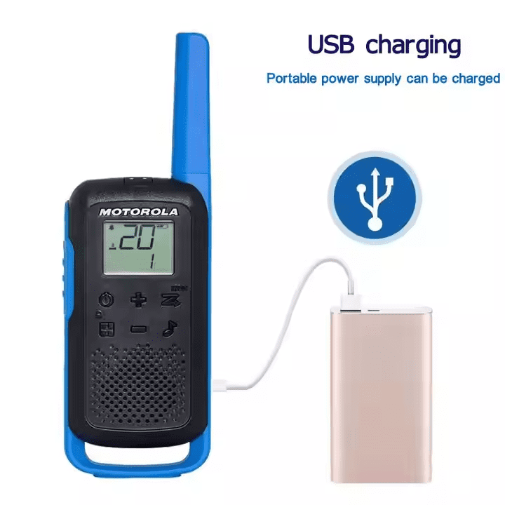 Motorola T62 Handheld Walkie Talkie Digital Intercom Outdoor Adventures 20Channels 8 km Range Communication Radio(Twin Pack)