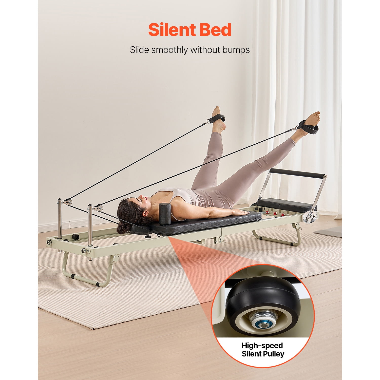KFFKFF Collapsible Pilates Apparatus, Home Gym Studio Pilates Exercise Equipment, Pilates Bench with Two-fold Resistance - Spring & Rope, Apparatus Kit for Novice and Seasoned Users