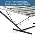thumbnail image 4 of SUNCREAT Double Hammock, Extra Large Quilted Fabric Swing with Hardwood Spreader Bars,Blue&Aqua, 4 of 6
