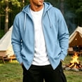 thumbnail image 2 of VBVC Men's Full Zip Up Sweatshirt with Pockets , Fall Winter Long Sleeve Hooded Jacket For Men, Light Blue , S-3XL, 2 of 7