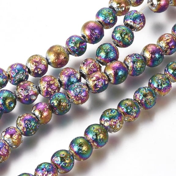 1strand Electroplated Beads Strands Round Multi-color 6mm Hole: 1mm about 63pcs/Strand 15.16 inch(38.5cm)