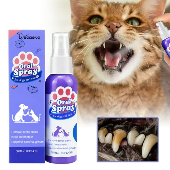 Yegbong cat and dog teeth cleaning spray to remove tooth stains fresh breath pet oral care spray