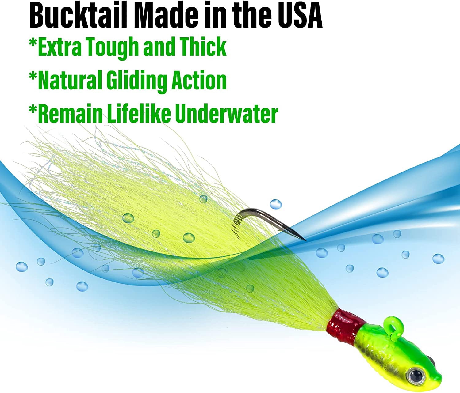 3 Pack Bucktail Jig Lure Hair Jig Saltwater Freshwater Lures Surf Fishing Bass Flounder Striper Bluefish Halibut Redfish