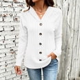 thumbnail image 2 of Qgtaibl Hooded Tops for Women Ribbed Knit Raglan Long Sleeve Pullover Shirts Soft Stretchy Decorative Button Tunics White XXXL, 2 of 9