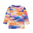thumbnail image 4 of Kids T-Shirts Tie Dye Printed 3/4 Sleeve Crewneck Dressy Casaul Blouse Girls Pullover Tops,4 Years, 4 of 5