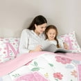 thumbnail image 4 of Manfei Pink Glitter Print 7-Piece Twin Bedding Sets,Chic Flower Daisy Bedding Comforter Set,First Letter M Sheet Sets For Girls,Super Cozy Room Decor Reversible, 4 of 8