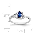 thumbnail image 2 of Solid 14k White Gold 5x3mm Pear Sapphire Blue September Gemstone Diamond Engagement Ring Size 6.5 (.016 cttw.), 2 of 3