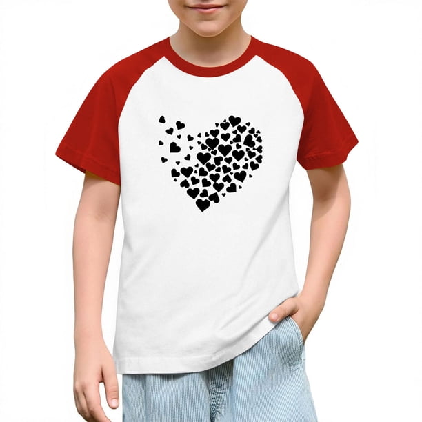 Blusas y camisas de manga corta con cuello redondo para niños y niñas, blusa de manga corta con estampado de cuello redondo