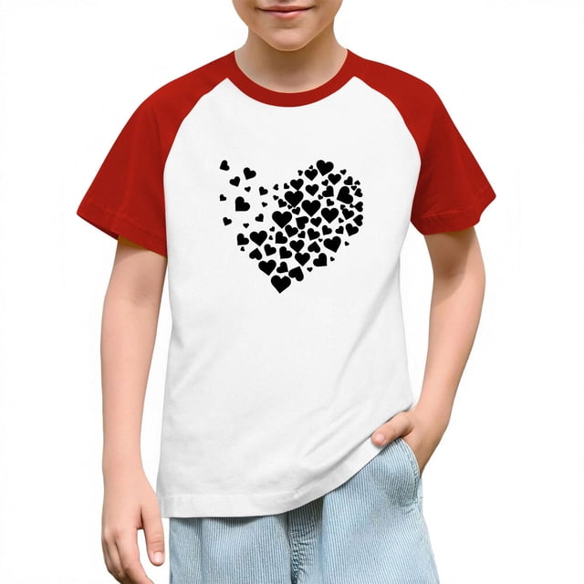Blusas y camisas de manga corta con cuello redondo para niños y niñas, blusa de manga corta con estampado de cuello redondo