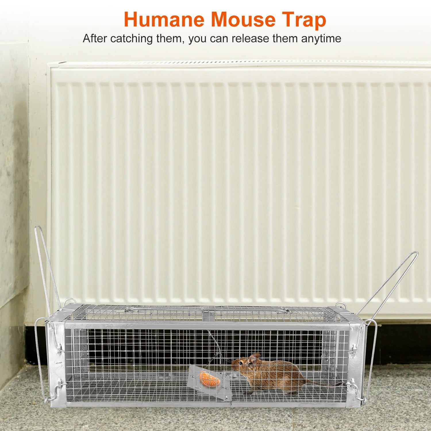iMountek Humane Animal Live Cage Rat Cage Trap with 2 Doors for Mice, Rat Trap Cage with 2 Detachable U Shaped Rod for Hamsters Chipmunks Rodents Control