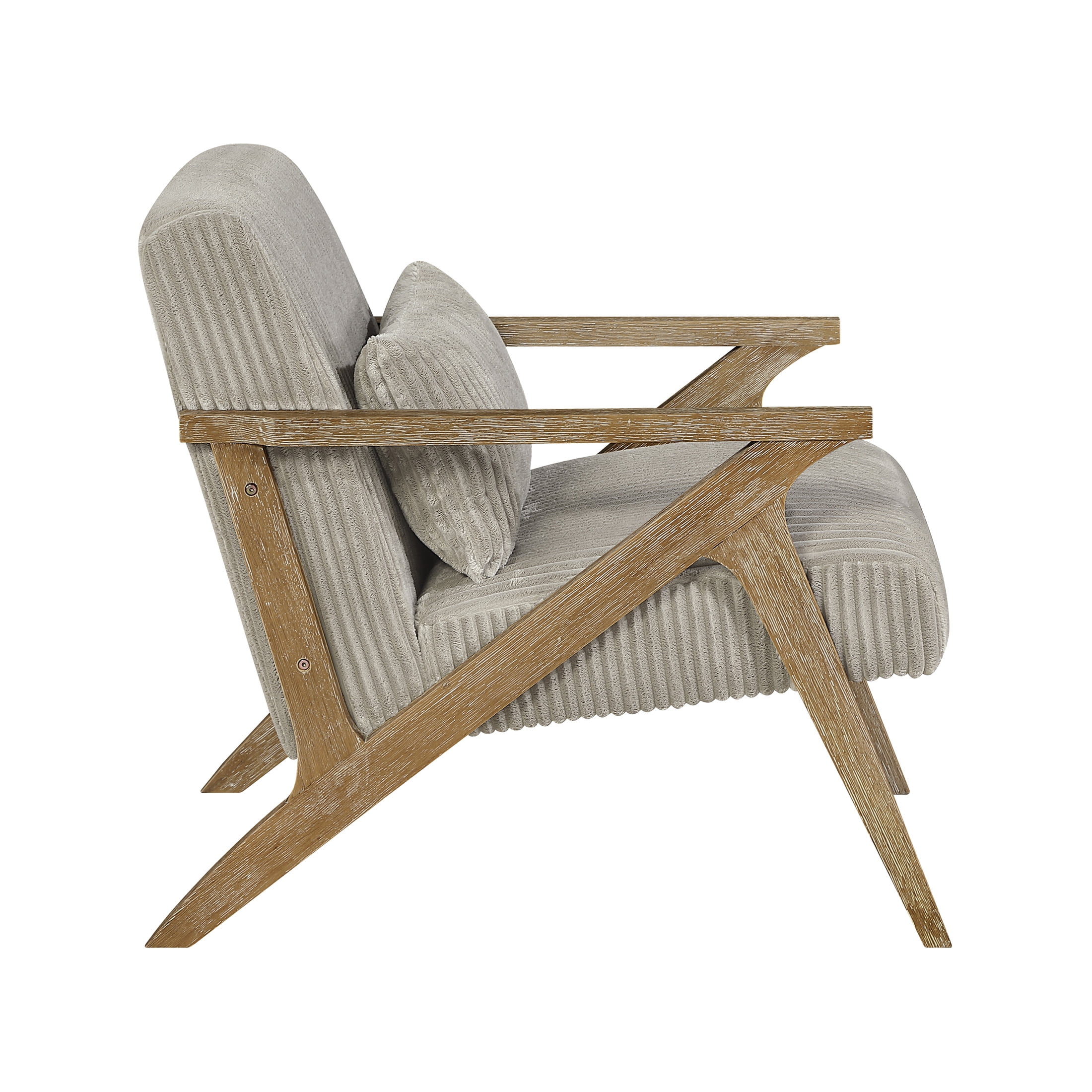 OakvillePark Papyrus Solid Rubberwood Frame Corduroy Accent Chair, Taupe