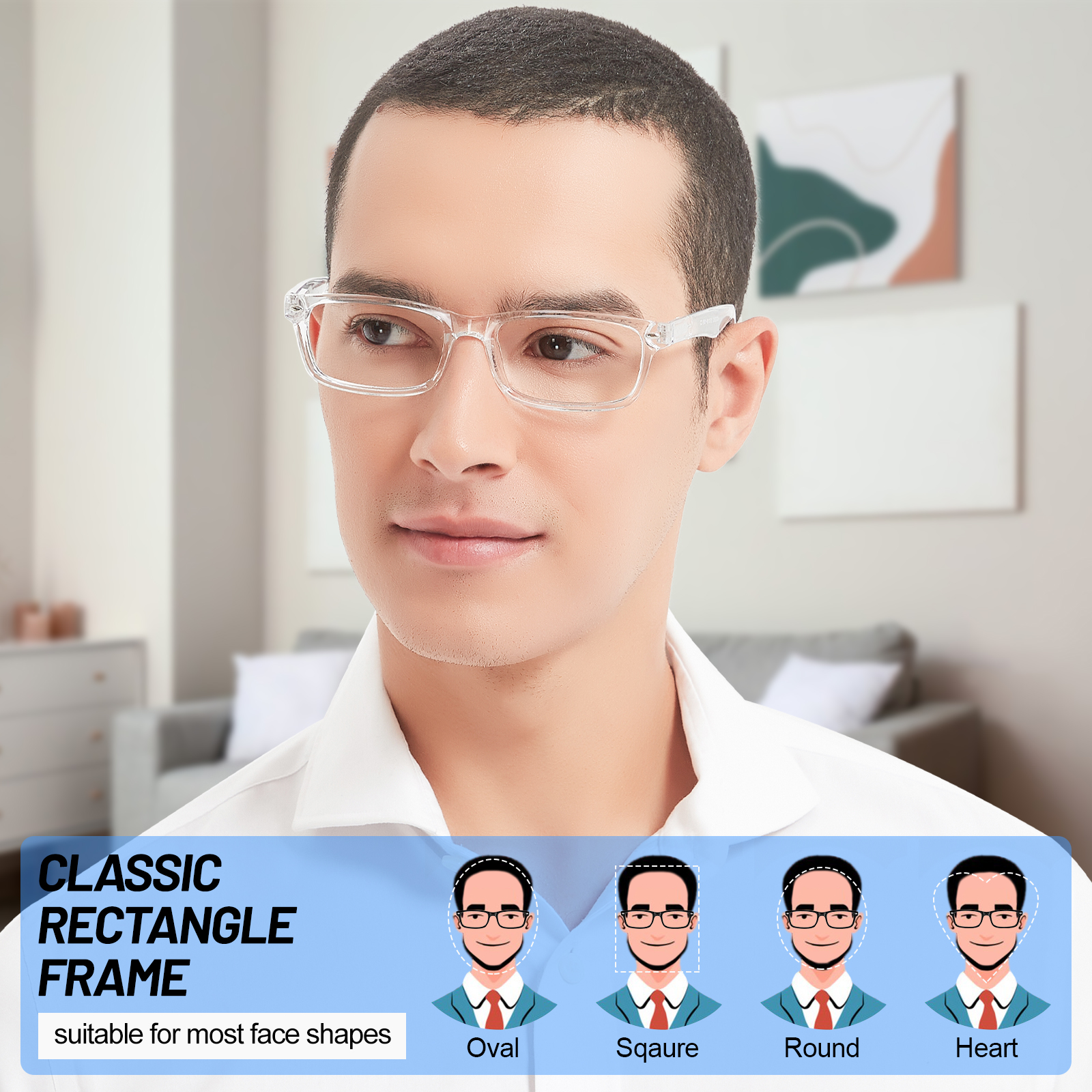 WEMOOTANTS 3 Packs Clear Reading Glasses 1.0 Men Rectangular Spring Hinges Readers 1.0 1.25 1.5 1.75 2.0 2.25 2.5 2.75 3.0 3.5 4.0 5.0 6.0