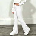 thumbnail image 6 of BLVB Girl's Flare Pants High Waisted Yoga Bootcut Pants Teen Kids Full Length Bell Bottoms Legging(White,14-15 Years), 6 of 8