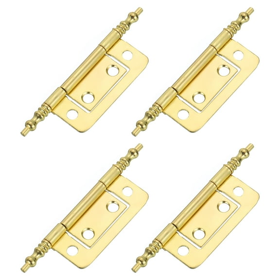 Uxcell 4Pcs Metal Non-Mortise Hinge, Cabinet Door Hinges for Furniture Hardware Closet Window, Gold