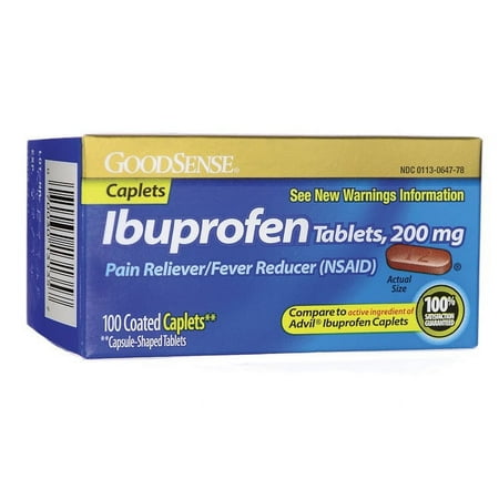 GoodSense Ibuprofen Pain Reliever/Fever Reducer Caplets, 200 mg, 100-Count