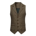 thumbnail image 2 of Mens Dress Suit Vests with Pockets 2025 Sleeveless Slim-Fit Waistcoats Button-Down Collared Solid Color Business Work Wedding Vest, 2 of 8
