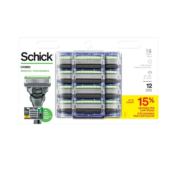 Repuestos para afeitadora Schick Hydro Skin Comfort Sensitive de 5 hojas (12 unidades)