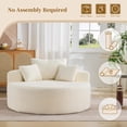 thumbnail image 5 of 55'' Round Oversized Chaise Lounge Indoor Chair, No Assembly Corduroy Compressed Circle Sofa Bed,Comfy Upholstered Sleeper Couch,Lazy Bean Bag Couch for Living Room, Bedroom,Beige, 5 of 8