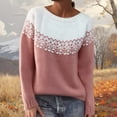 thumbnail image 2 of Conairie Fair Isle Sweater for Women Crew Neck Sweater Striped Design Loose Fashion Fall Winter Long Sleeve Pullovers Top Multicolor Pink XXXL, 2 of 4